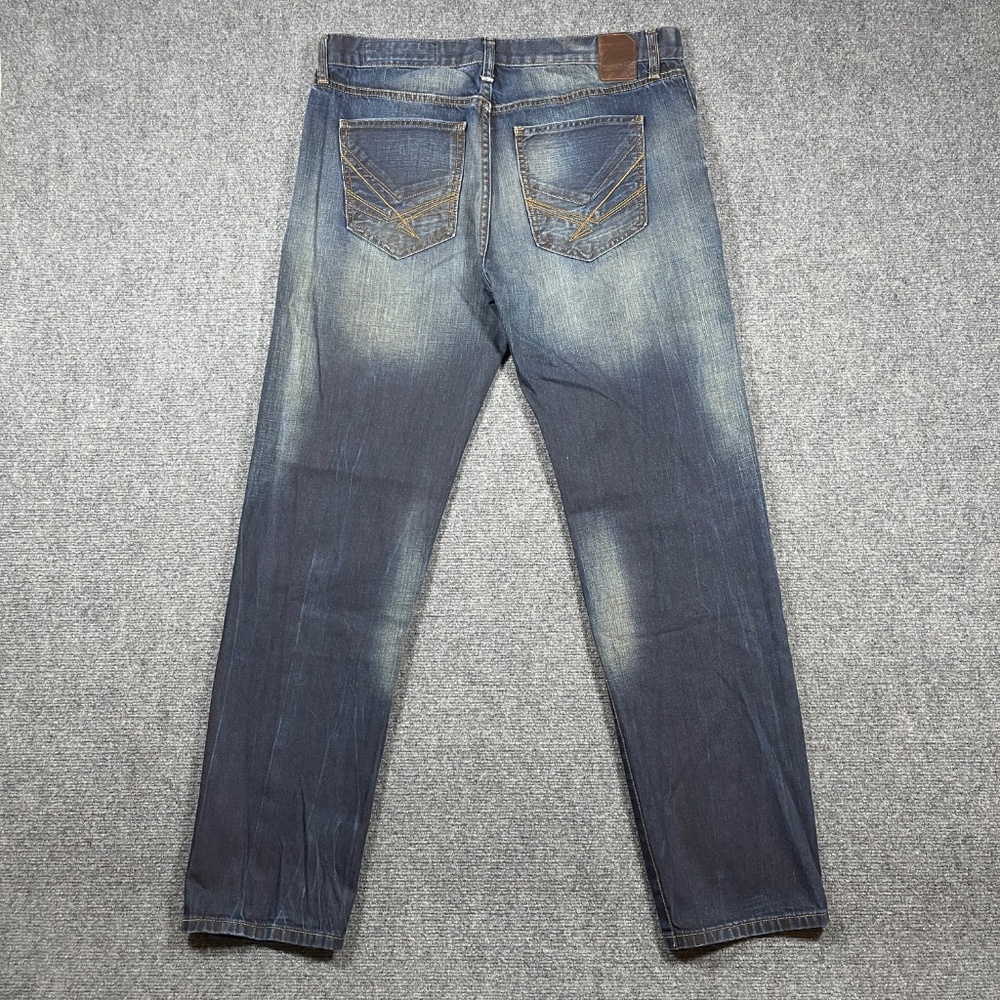 Marc Ecko Cut & Sew Jeans Boot Cut Dark Wash Denim Mens 34x34 #1021